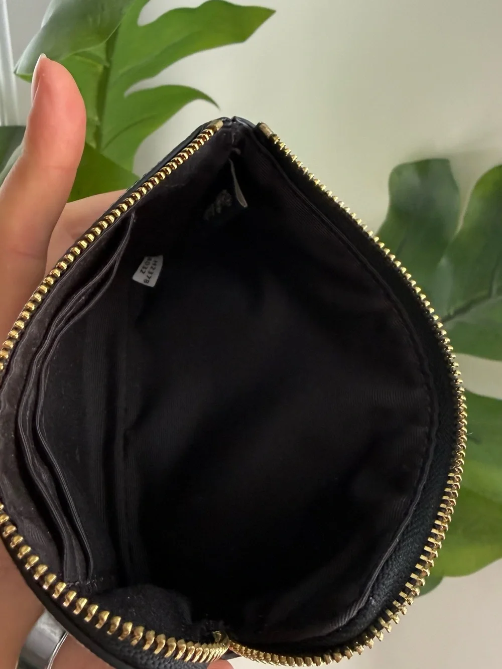 Coach Black Leather Zip Pouch with I Gold Hardware